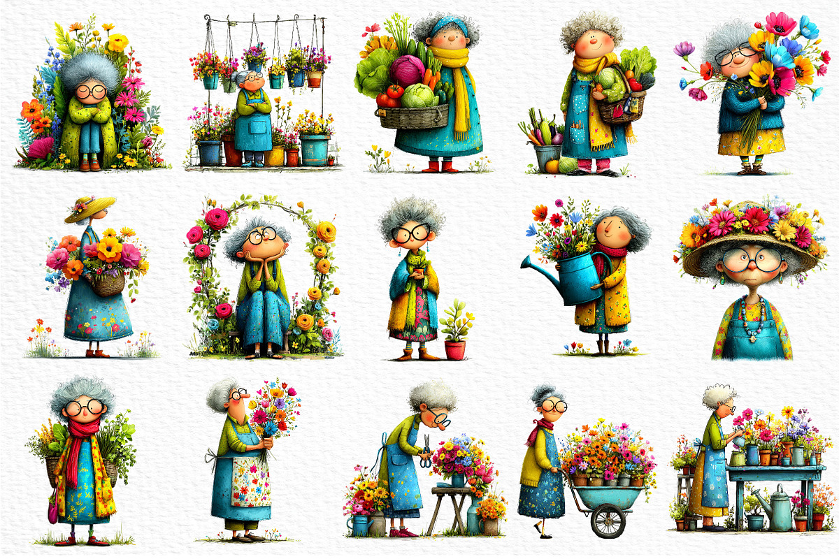 Whimsical Spring Garden Grandma Png, an Illustration by Craft Nest (Photo 6 of 8)