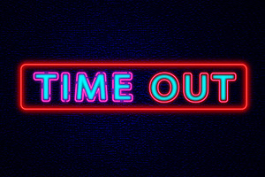 Time Out Neon Sign Lettering Text