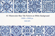 41JPG Watercolor Blue Tile Patterns, a Pattern Graphic by Vachira Digital Studio (Thumbnail 5 of 5)