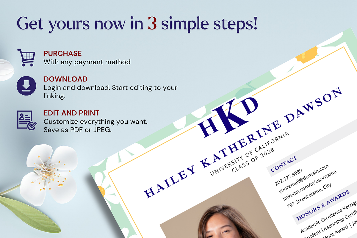Sorority Resume Template with Photo., a Resume Template by AntDesignStudio (Photo 5 of 5)