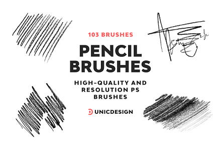 Pencil Brushes (Stamp), a Brush Add-On by UnicDesign