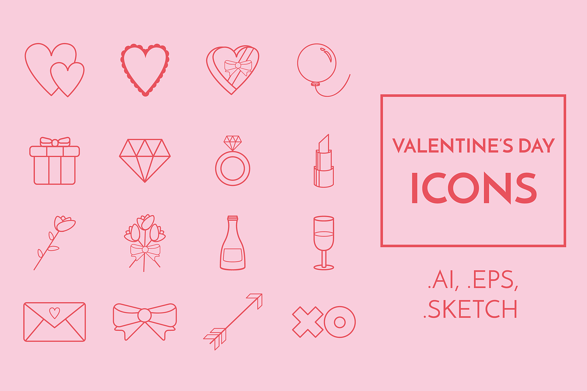 16 Valentine's Day Icons, an Outline Icon by gabwhite