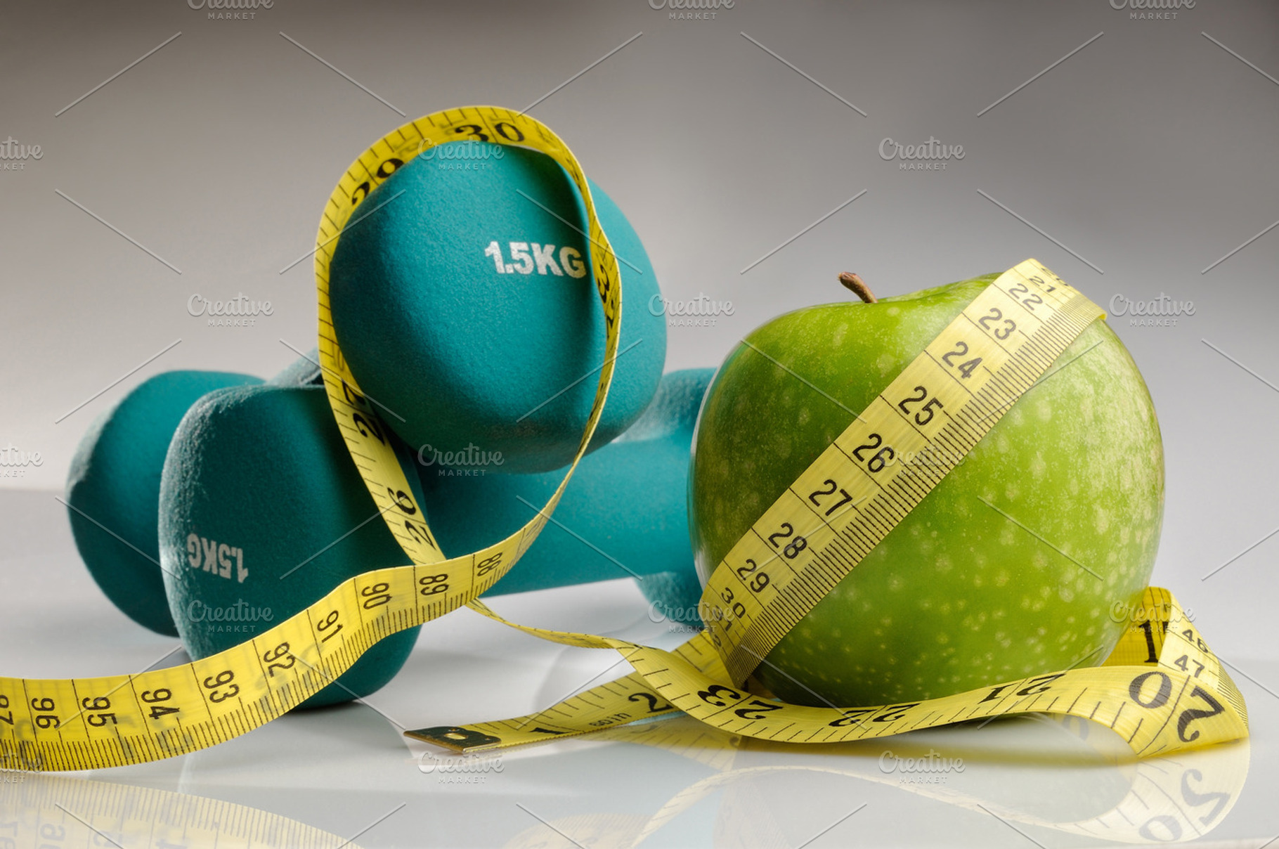 Healthy apple with measuring tape, a Health & Medical Photo by Davizro's Market