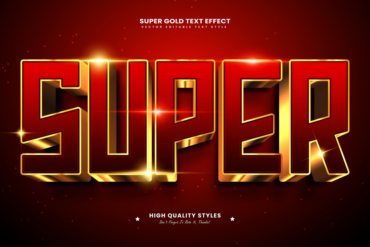 Super Gold Editable Text Effect, a Layer Style Add-On by Niestart Creation (Photo 2 of 2)