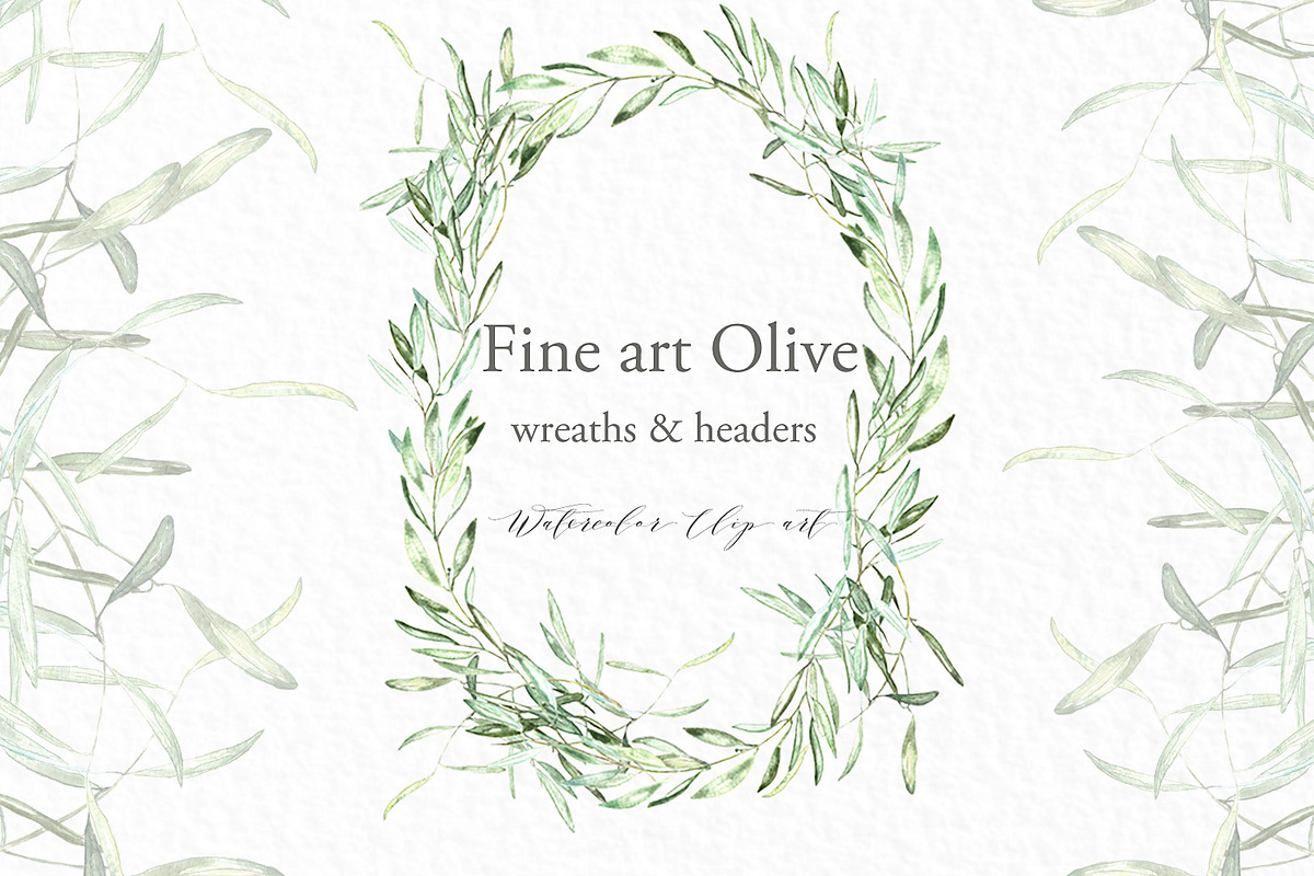 Olive oval wreaths & headers clipart, an Illustration by LABFcreations (Photo 2 of 5)