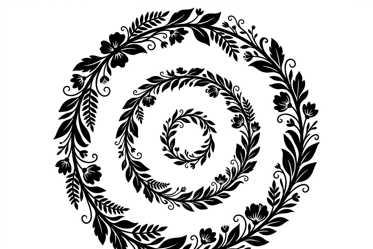 50 Elegant Floral Leaf Spiral Frame, a Decorative Illustration by Amazin_art (Photo 37 of 41)