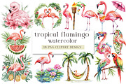 flamingo cute tropical summer clipa, an Illustration by DreamArtGraphic (Thumbnail 1 of 4)