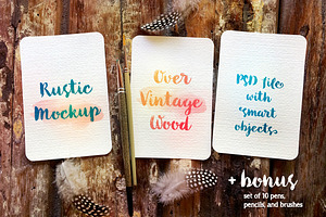 3 Cards: Rustic PSD Mockup