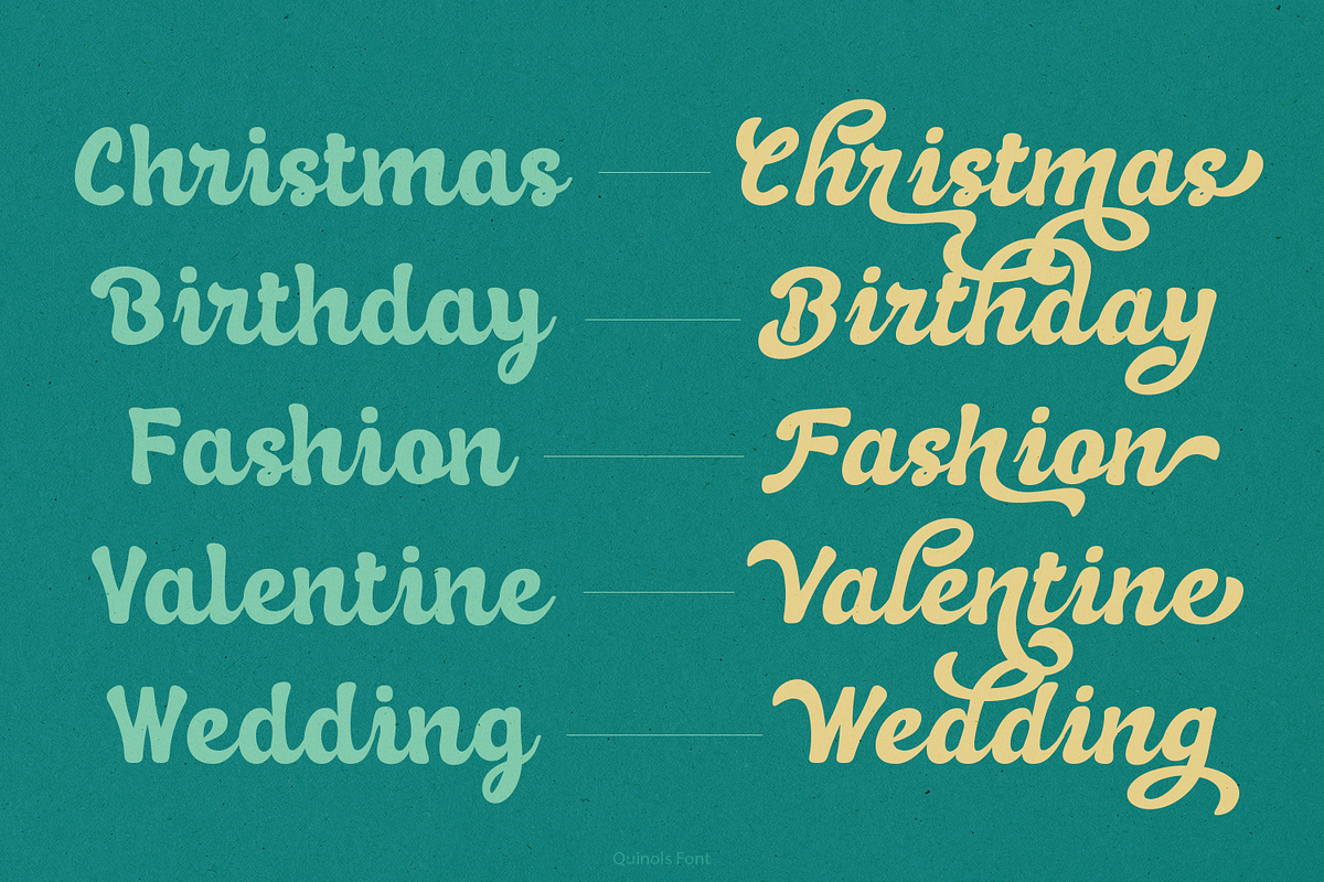 Quinols Retro Script, a Script Font by madeDeduk (Photo 5 of 10)