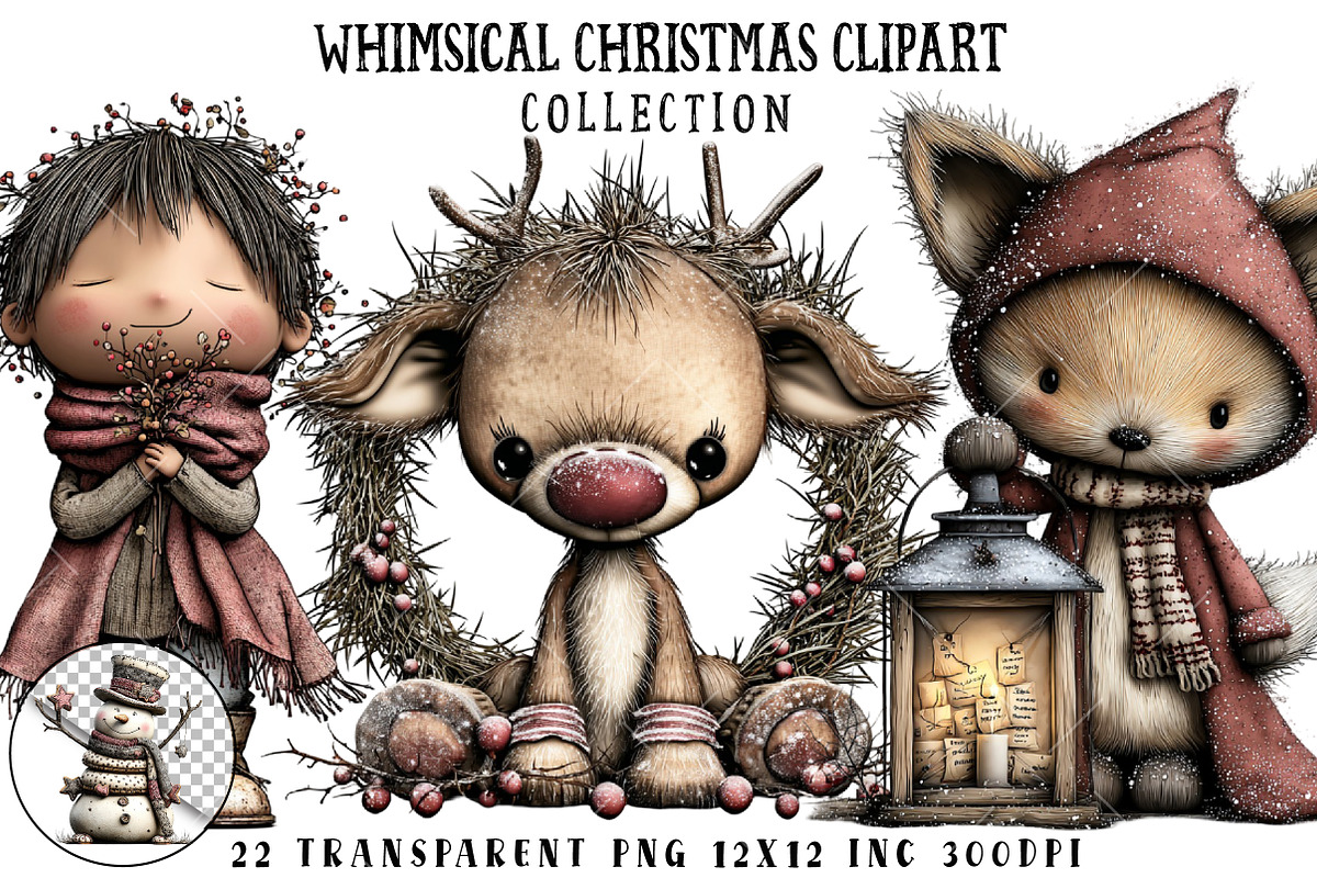 Whimsical Christmas Clipart, an Illustration by OK Design (Photo 1 of 6)
