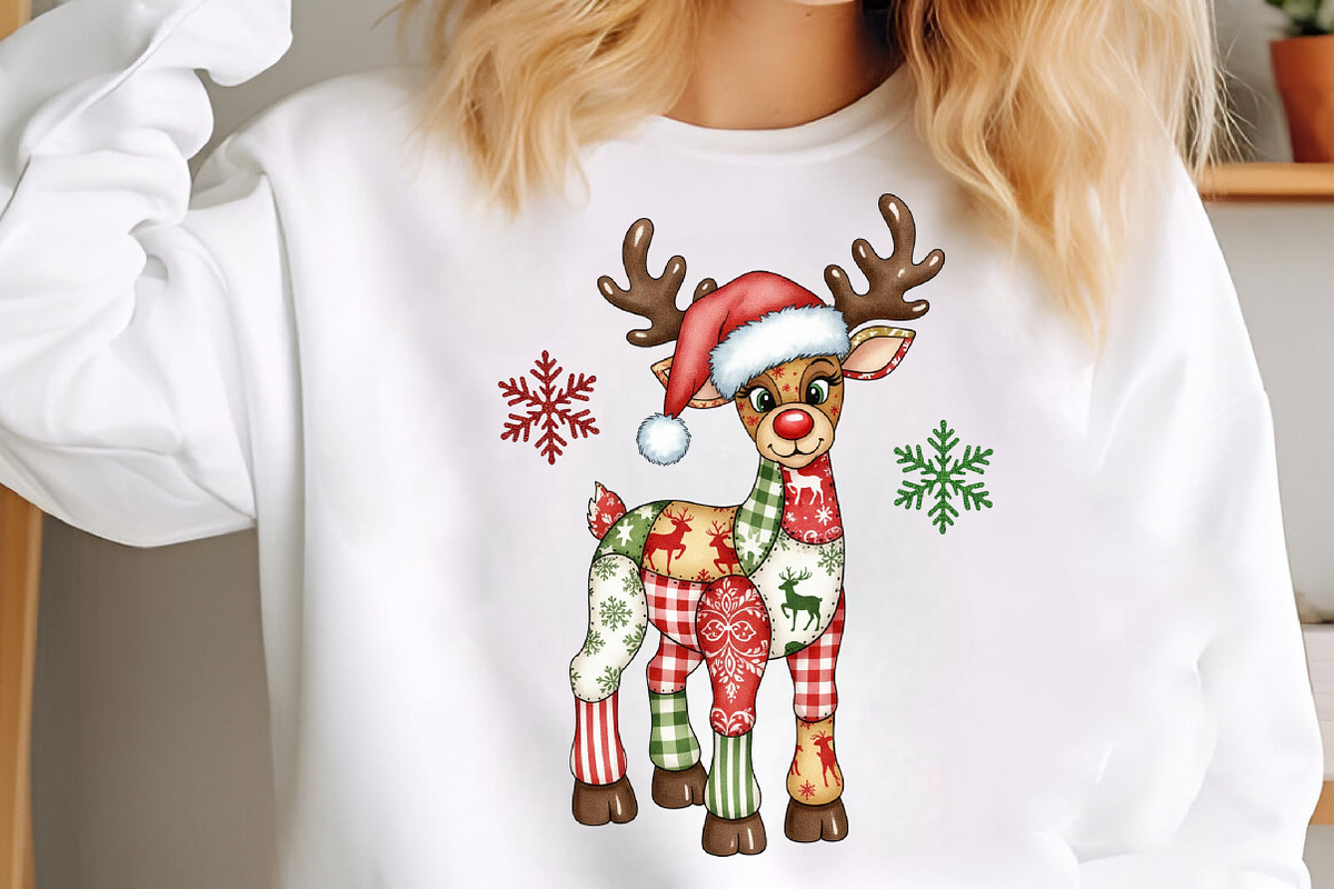 Preppy Patchwork Christmas Reindeer, an Illustration by SinaCreation (Photo 4 of 7)