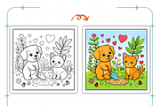 Cozy Quiet Friendship Coloring Pages, an Animal Illustration by Coco Bloom (Thumbnail 4 of 9)