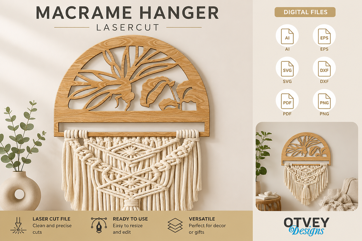 Dragonfly Macrame Hanger Lasercut, an Object Graphic by OTVEY DESIGN (Photo 13 of 13)
