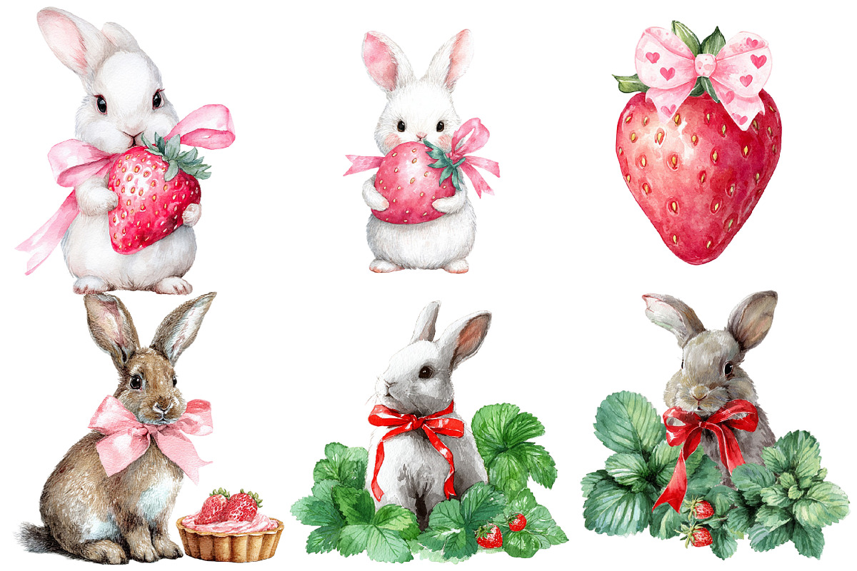 Strawberry Bunny Love PNG Clipart, an Illustration by Designworld (Photo 4 of 5)