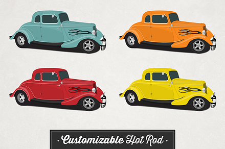 Customizable Hot Rod Vector