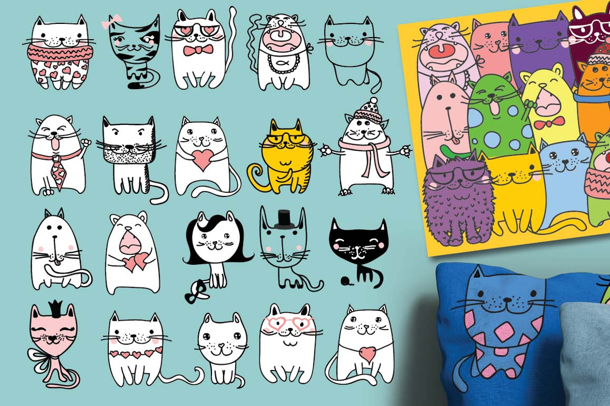 Doodle Cats, an Animal Illustration by Virinaflora (Photo 4 of 8)