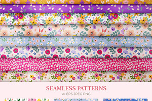 Vivid Flowers, Clipart & Patterns