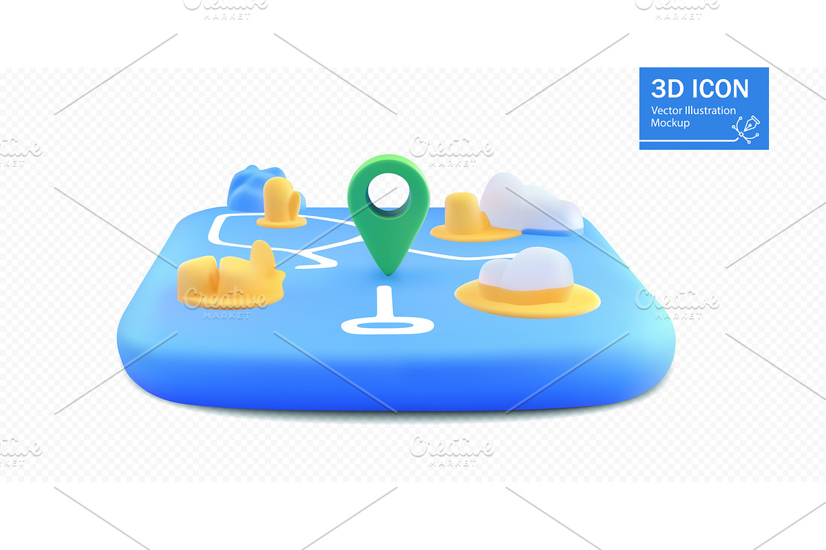 Modern 3D map illustration featuring, an Illustration by ZinetroN