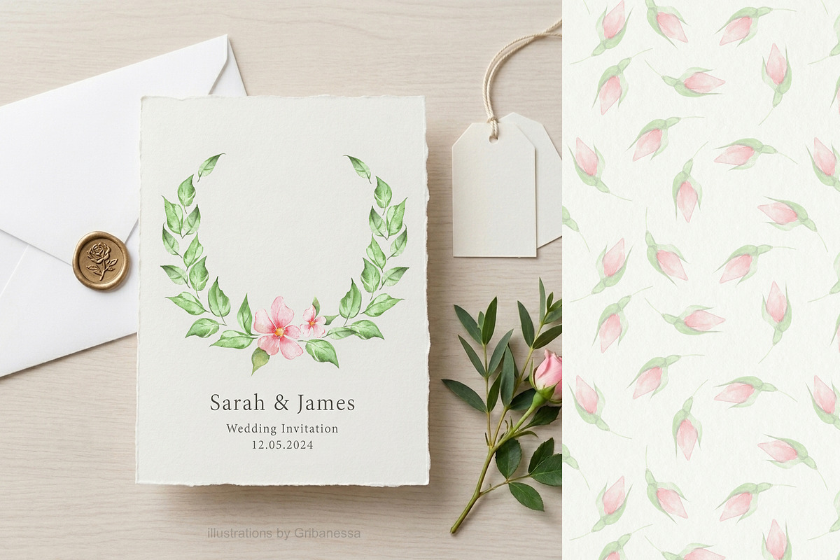 Spring Blossom Watercolor Set, a Seasonal Illustration by Gribanessa (Photo 3 of 6)