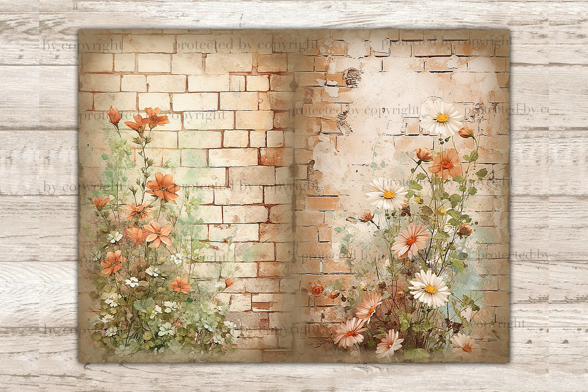 Flower Junk Journal Pages, a Decorative Illustration by GlamArtZhanna (Photo 7 of 9)