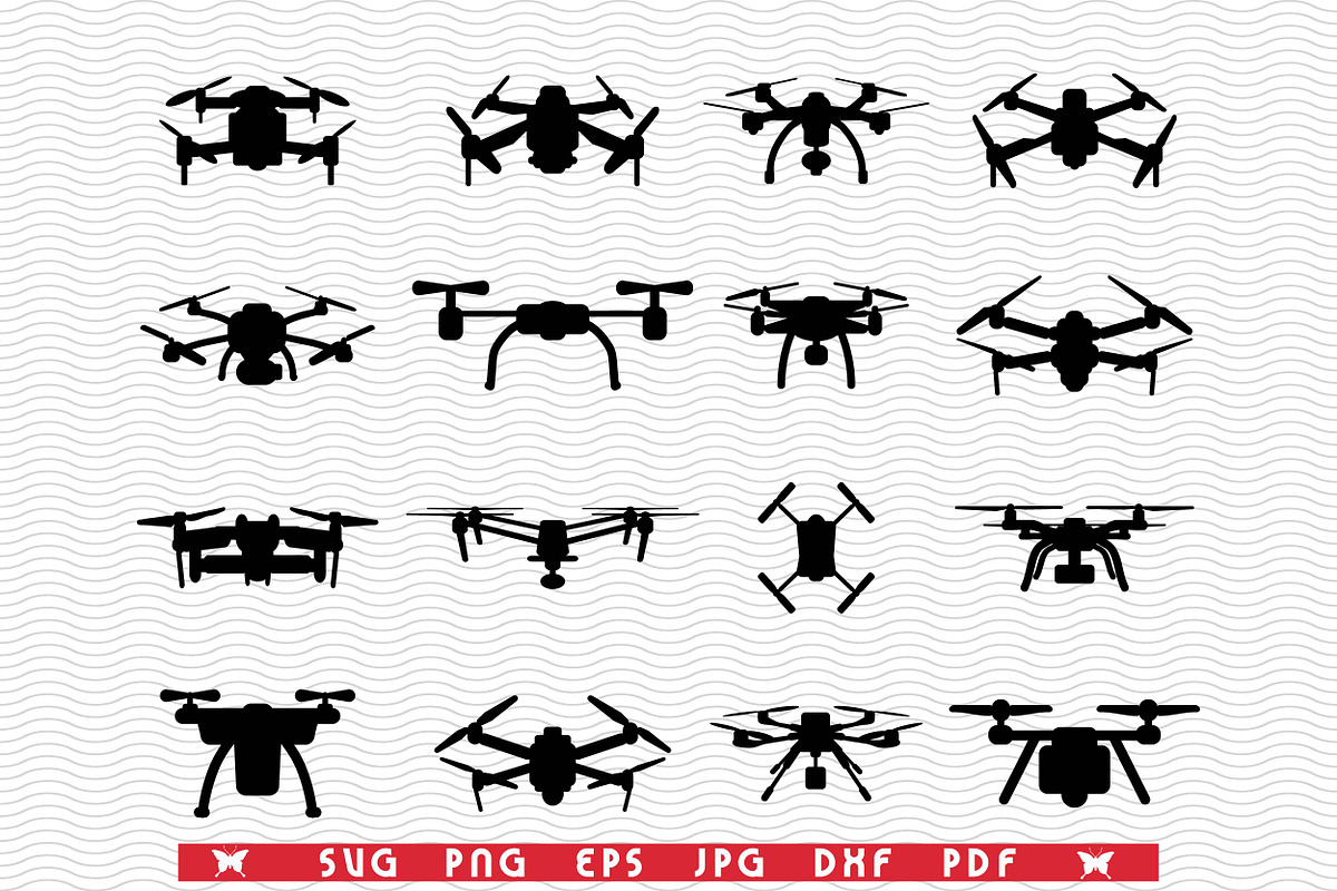 SVG Drones, Isolaited Silhouettes, an Object Graphic by DesignStudioRM (Photo 3 of 3)