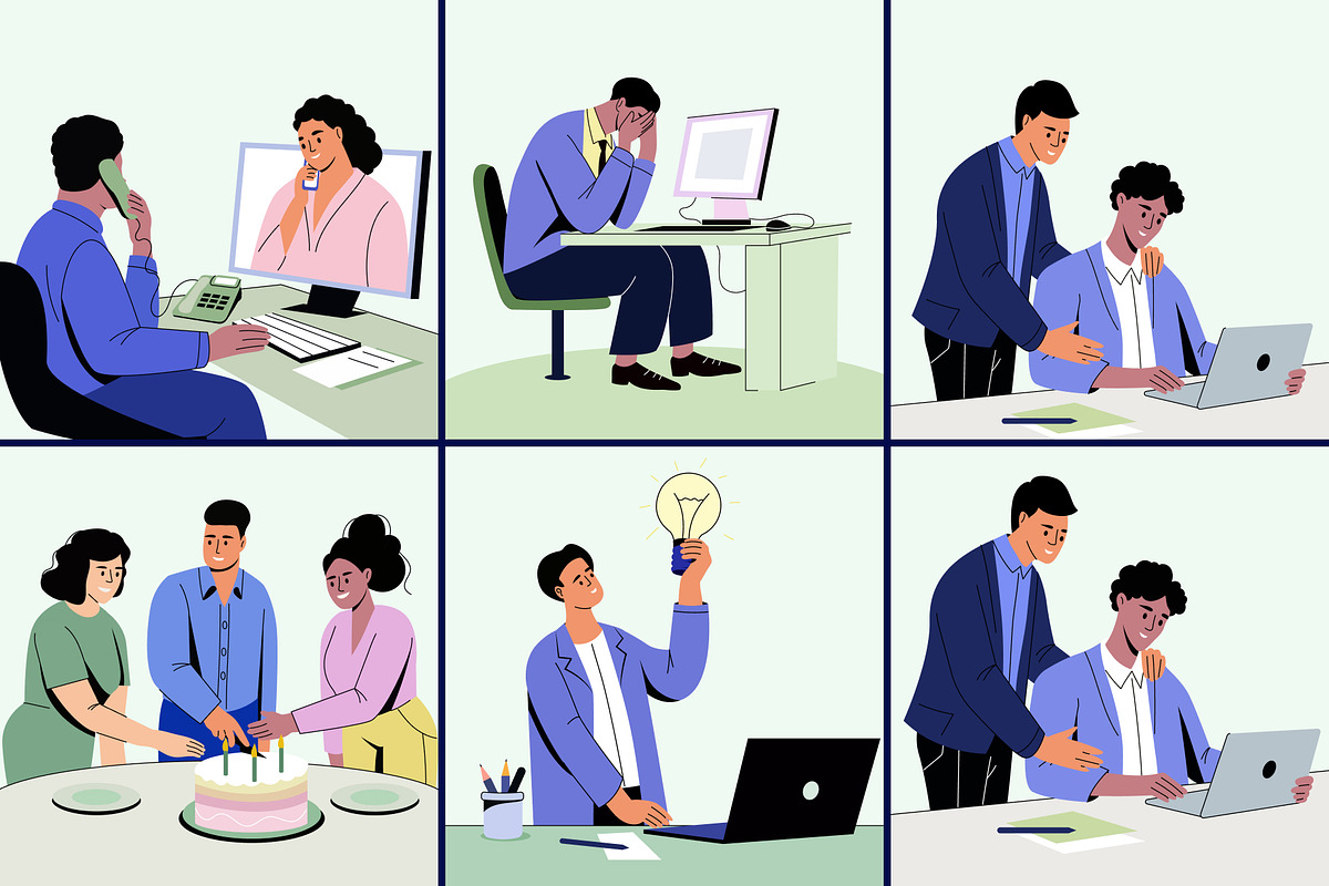 Animated Office Illustration Art Set, a Person Illustration by Brickclay (Photo 3 of 5)
