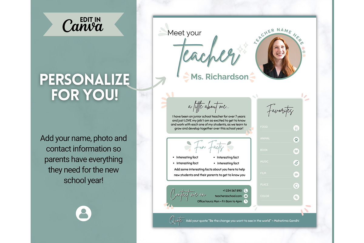 Meet the Teacher Template - Canva, a Templates & Theme by Templatables (Photo 4 of 9)