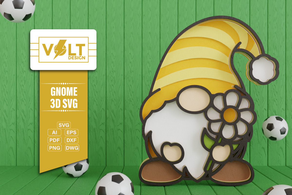 Summer Gnome 3D SVG Multilayered Cut, a Decorative Illustration by Volt_Design (Photo 3 of 3)
