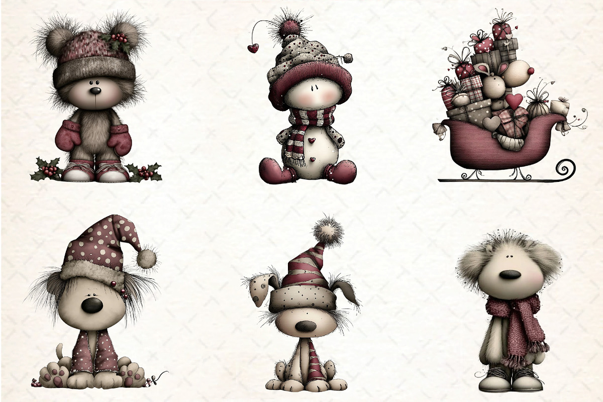 Whimsical Christmas Clipart Bundle, an Illustration by DreamCafeArt (Photo 3 of 8)