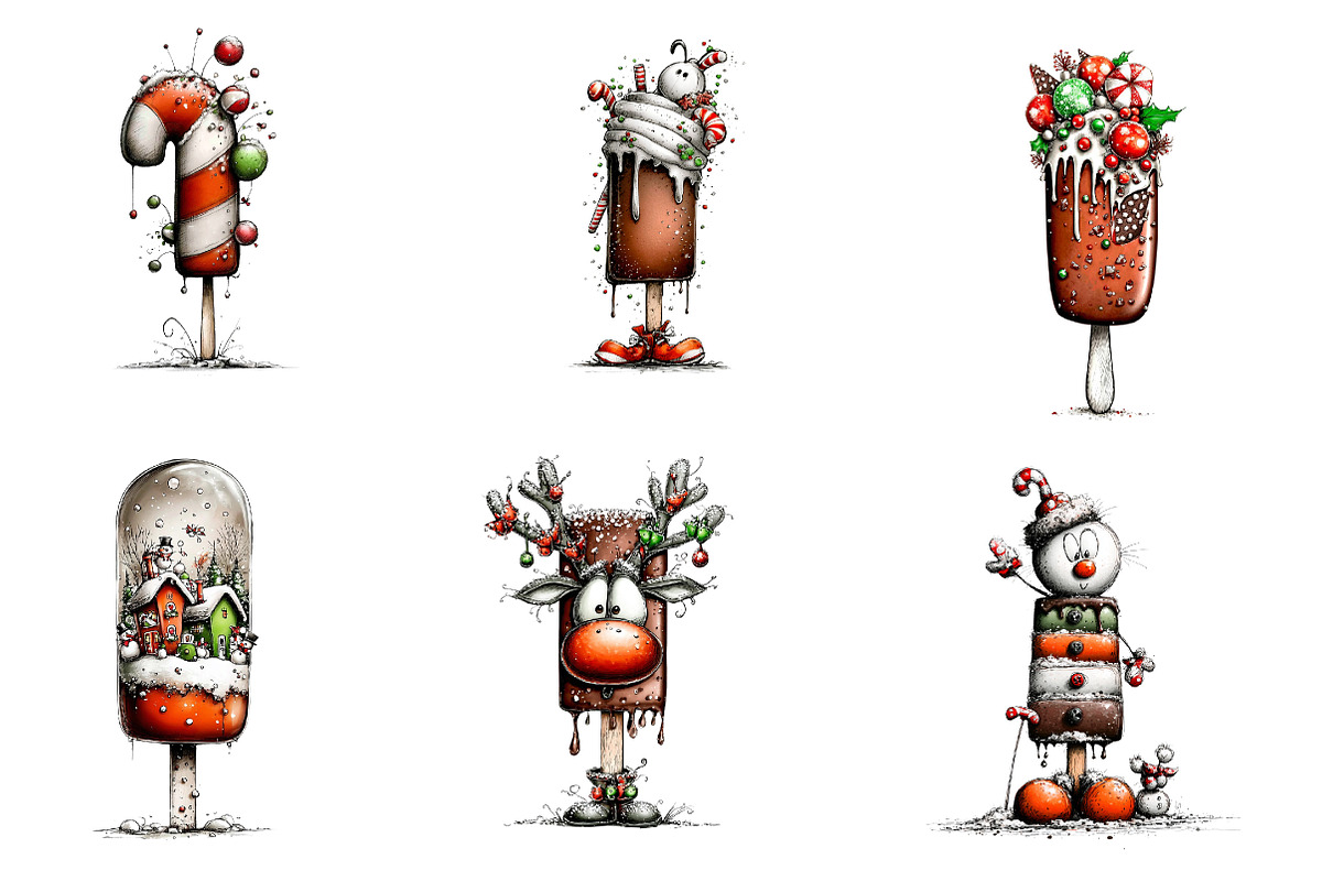 Christmas Popsicle Clipart, an Illustration by CreationArt (Photo 4 of 4)