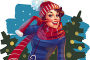 Christmas Pin-up girl, an Illustration by Ira Cvetnaya (Thumbnail 1 of 5)