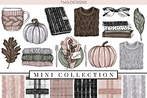 Tweed Fall Fashion Clip Art & Papers