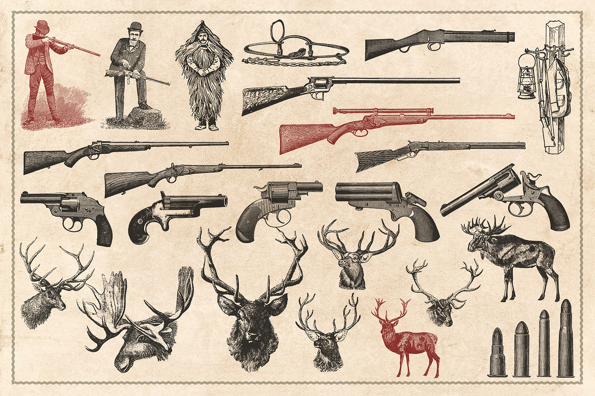 150 Vintage Hunting/Fishing Vectors, an Animal Illustration by Brigantine Designs (Photo 6 of 8)