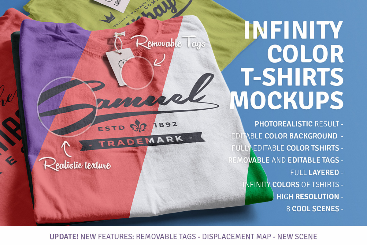 Infinity Color T-Shirt Mockups, a Shirt Mockup by GraphicHero (Photo 1 of 5)
