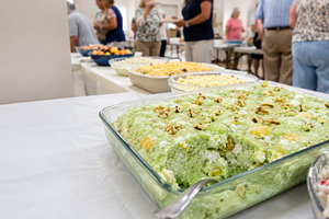 Jello salad on table at community ga, a Photo by Dvoevnore photos