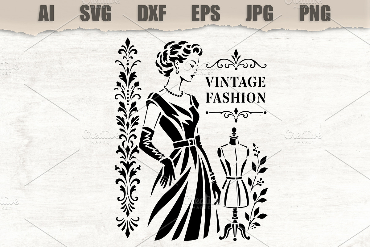 Stencil Vintage Fashion Woman Dress, a Person Illustration by MARYCRAFTIRIA (Photo 1 of 3)