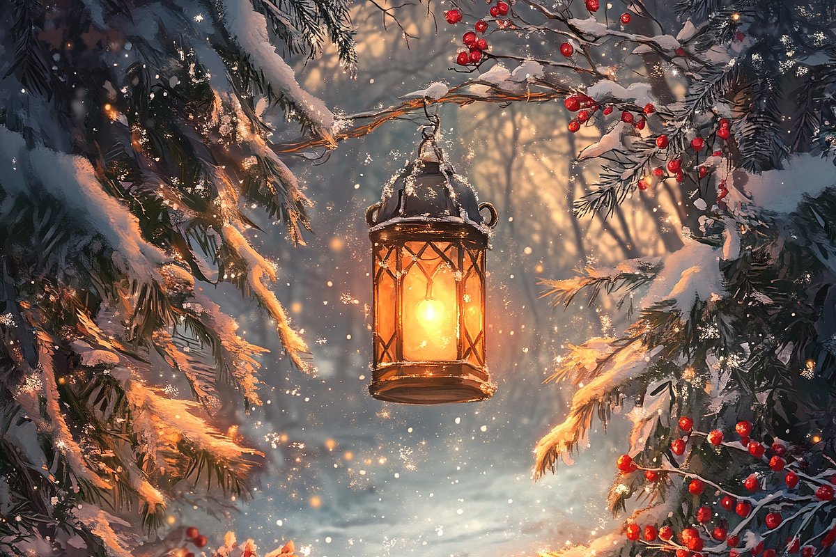 Christmas Lanterns Snow