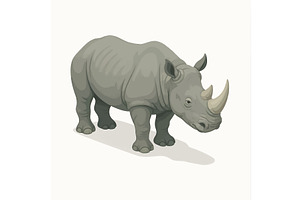 Rhinoceros Standing on White vector, an Animal Illustration by AlexArt