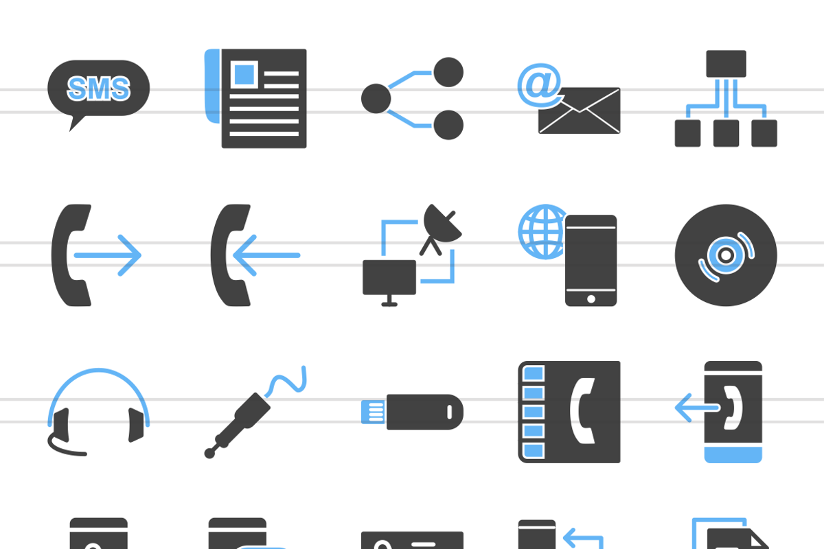 50 IT&Communication Blue&Black Icons preview 2