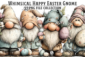 Whimsical Easter Gnome Clipart, an Illustration by Dream Creation