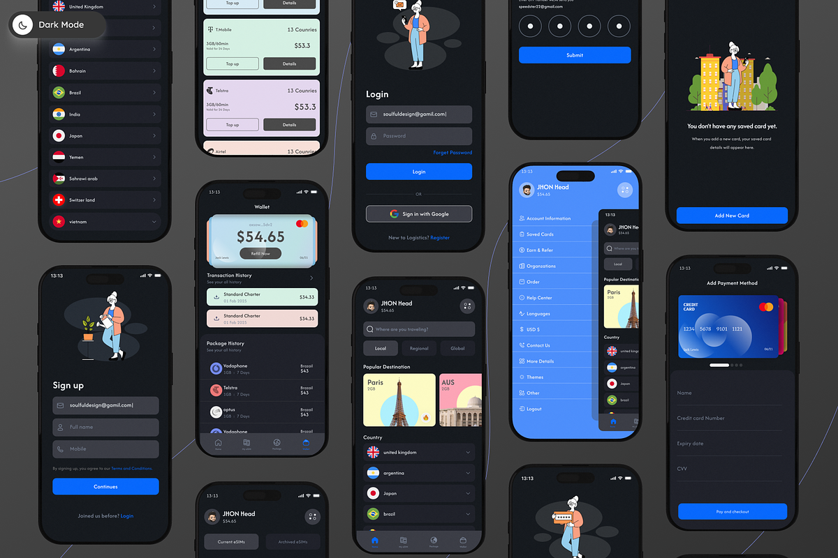 Global eSIM App Ui/Ux Kit, an UI Kit Template by aliakram (Photo 4 of 9)