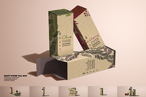 Kraft Paper Tall Box Package Mockup