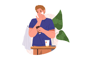 Vector man cleaning face with cream, a Person Illustration by Elegant Solution