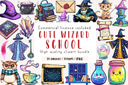 Cute Wizard School  Clipart, an Illustration by CreationArt (Thumbnail 1 of 9)