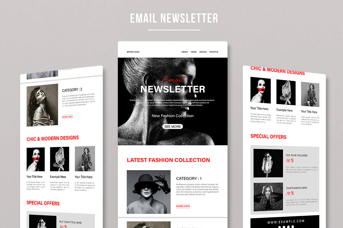 Fashion Email Newsletter Layout, an UI Kit Template by MightyDesign (Photo 1 of 8)