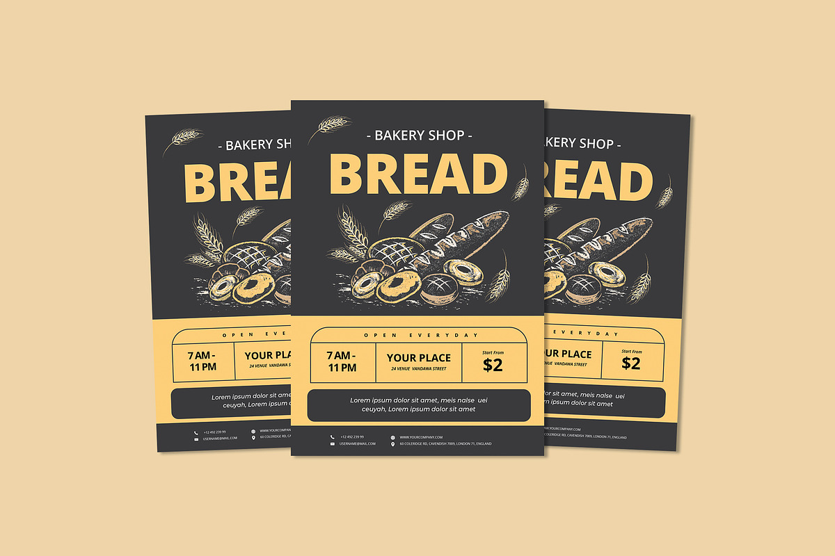 Bakery Bread Shop Flyer, a Flyer Template by Jiwstudio