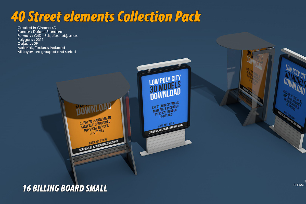 40 Street elements Collection Pack, an Architecture 3D Model by multimedia4ds (Photo 32 of 70)