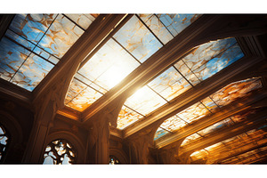 hues stained glass light ai, an Architecture Photo by pikepicture