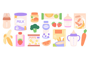 Food for baby. Toddler nutrition in, a Food Illustration by LadadikArt