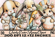 Quirky Easter Bunny Clipart, an Illustration by SVGArt (Thumbnail 1 of 7)